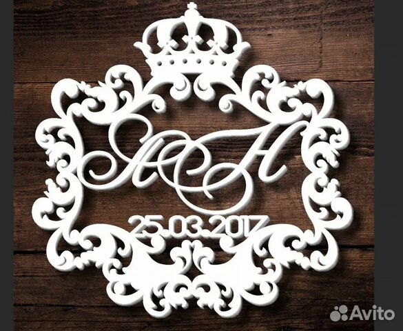 Монограмма на свадьбу из акрила, дерева