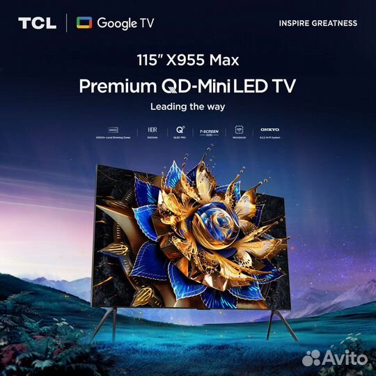 Телевизор TCL 115X955, qled, 4K Ultra HD, черный