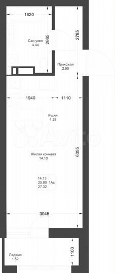 Квартира-студия, 27,3 м², 3/22 эт.