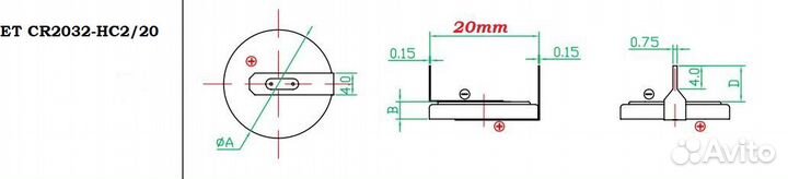 Элемент питания ET CR2032-HC2/20 OEM в лотке