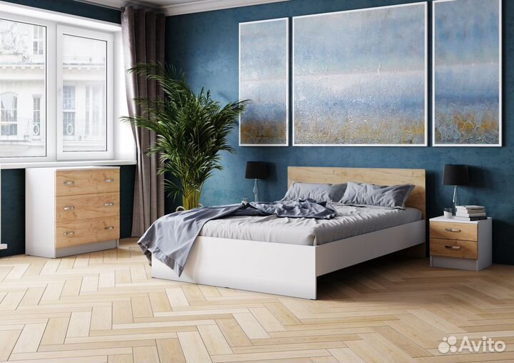 Тумба прикроватная Ронда Белый/Дуб Крафт Золотой