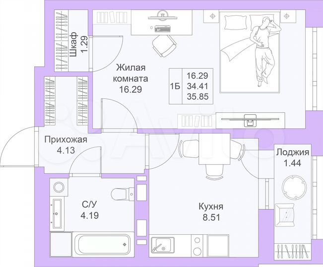 1-к. квартира, 35,9 м², 10/25 эт.