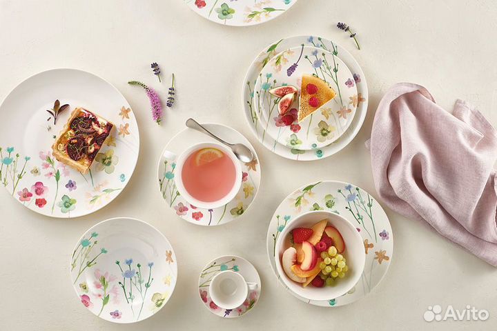 Чашка с блюдцем Лесные цветы, 0,4 л, Фарфор