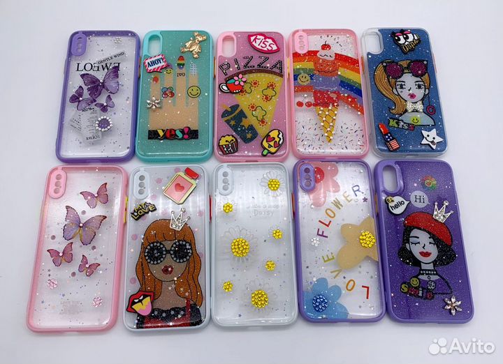 Чехол силиконовый iPhone 3D принт стразы