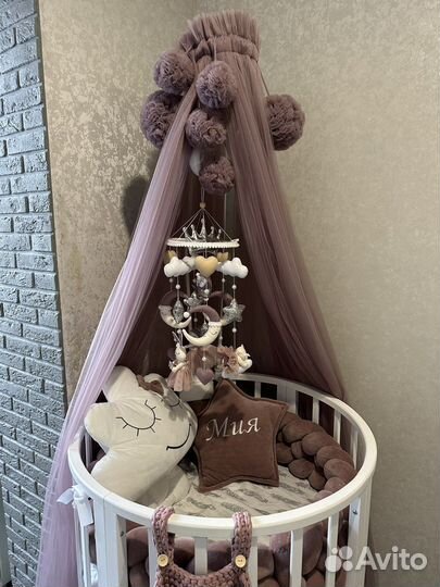 Балдахин и мобиль в кроватку с держателем