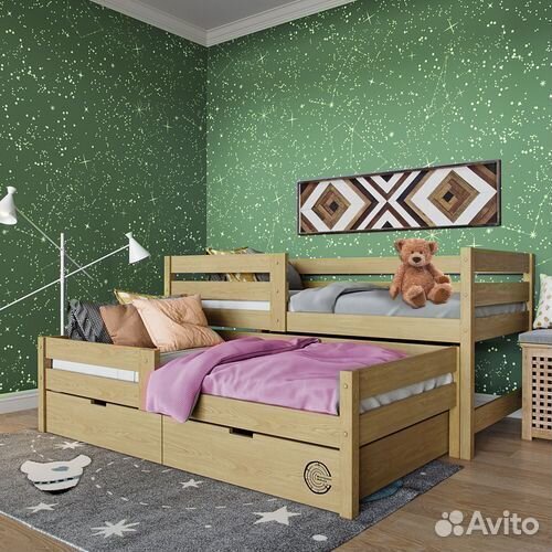 Кроватка детская матрешка из массива с доп. местом