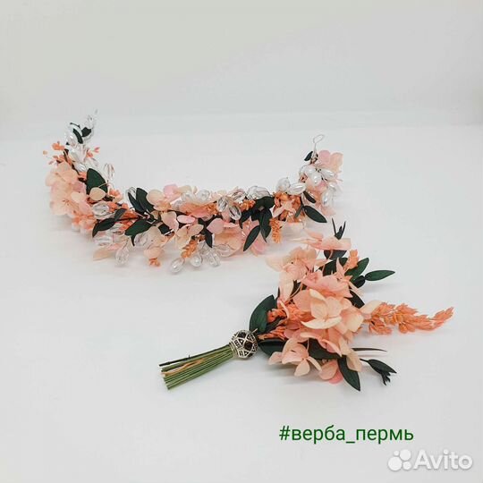 Венок на голову, бутоньерка. Свадьба. фотосессия