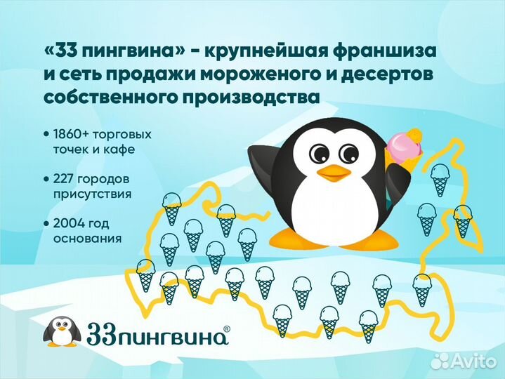 Франшиза кафе - мороженое, кофе «33 пингвина»