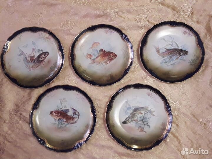 Антикварные тарелки Jaeger Co., Bavaria, 1900 г