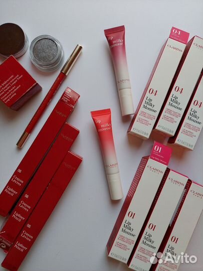 Clarins тени карандаши и lip milky mousse
