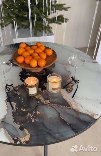 Стильный стол, круглый, раздвижной, 100 см