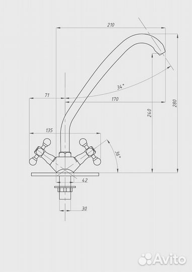 Смеситель для кухни псм psm-120-89 Хром