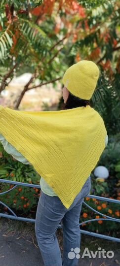 Шапка бини + бактус косынка из пуха норки