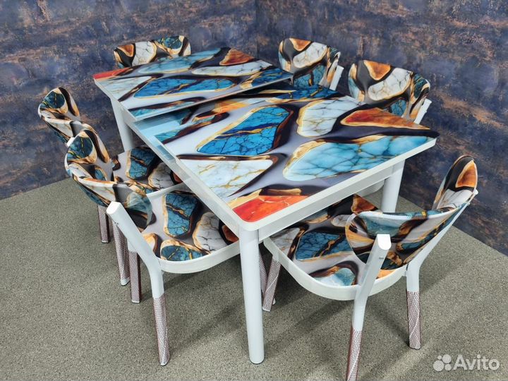 Стол обеденный раздвижной и стулья 6 шт