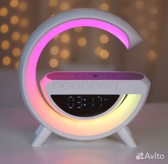 Ночник и блютуз колонка 7 в 1, часы, зарядка