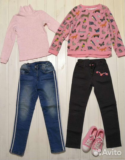 Пакет одежды и обуви для девочки на 6-9 лет
