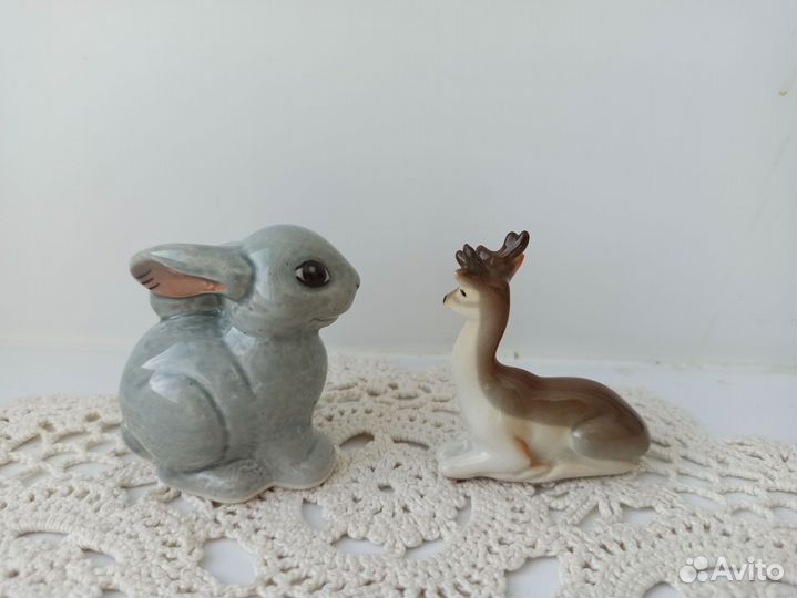 Статуэтки фарфор. Оленёнок лфз. Кролик