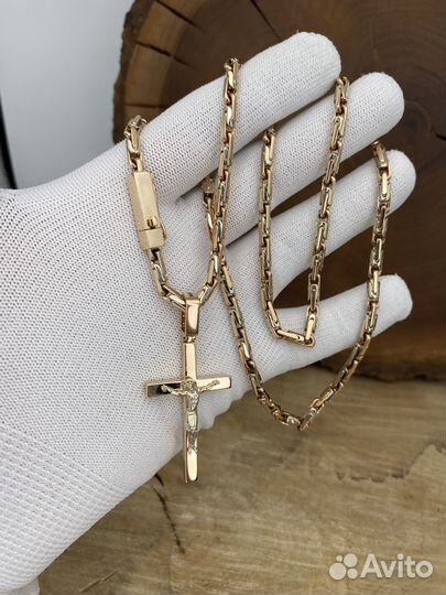 В наличии Золотая цепь московский бит с крестом