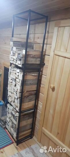 Дровница лофт, полочка для дров в баню