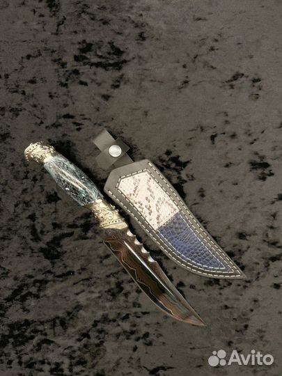 Нож Хищник 2 Дамаск с никелем