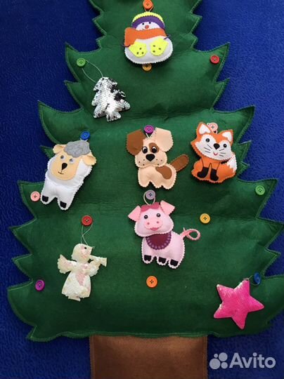 Фетровая елка новогодняя детская 110см (не китай)
