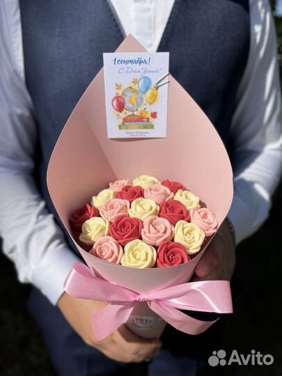 Шоколадные розы на 1 сентября, сладкие съедобные б