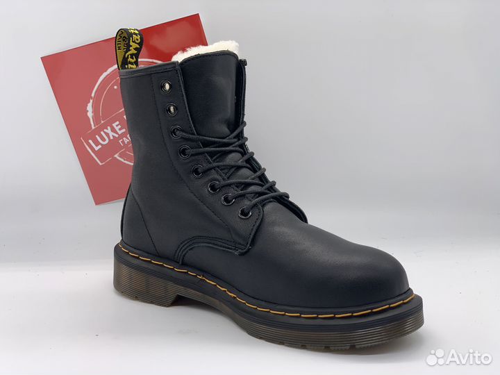 DR. Martens 1460 Jadon Black. Winter белый мех