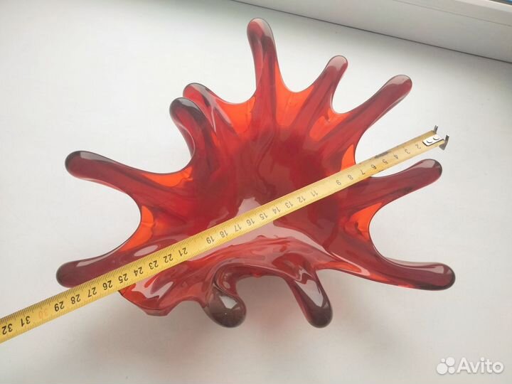 Ваза цветное стекло, массивная, оригинальная форма