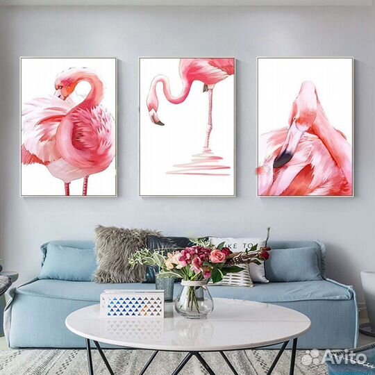 Интерьерная большая картина Фламинго в интерьер