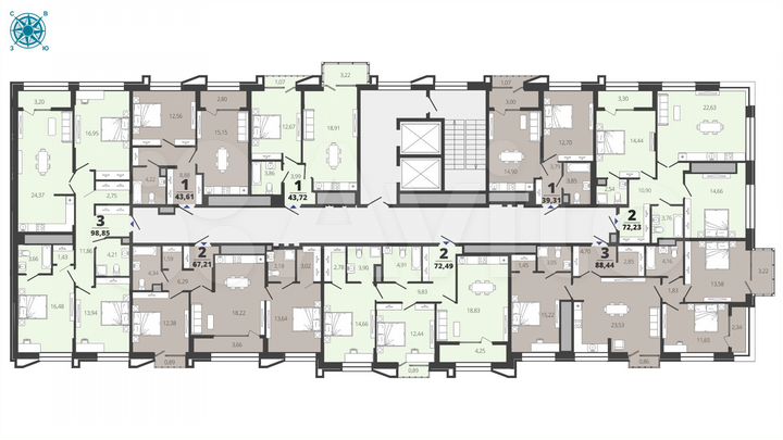 3-к. квартира, 87,8 м², 13/19 эт.