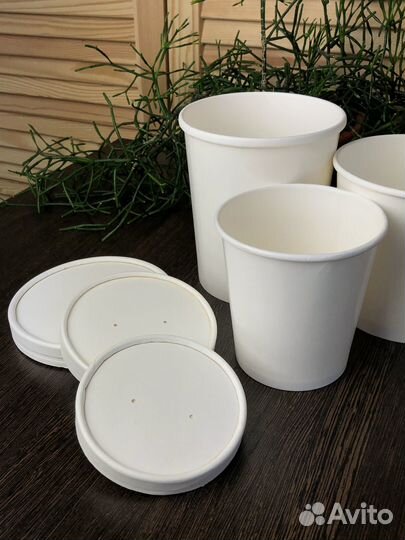 Супница с крышкой - крафт и белая