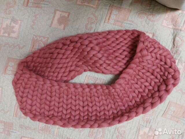 Снуд шарф 100 меринос розовый/пудровый