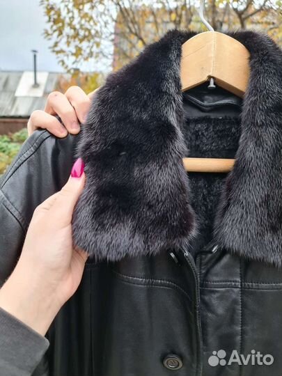 Пальто мужское кожаное