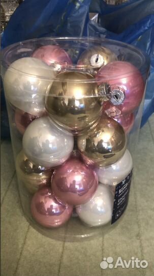 Новый набор елочных шаров из стекла 20 шт