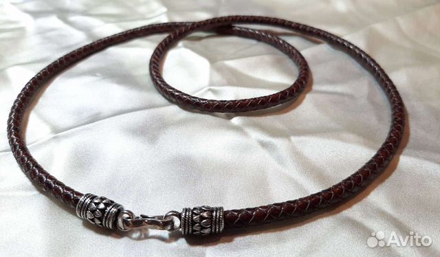 Гайтан/чокер из плетеной кожи коричневого цвета