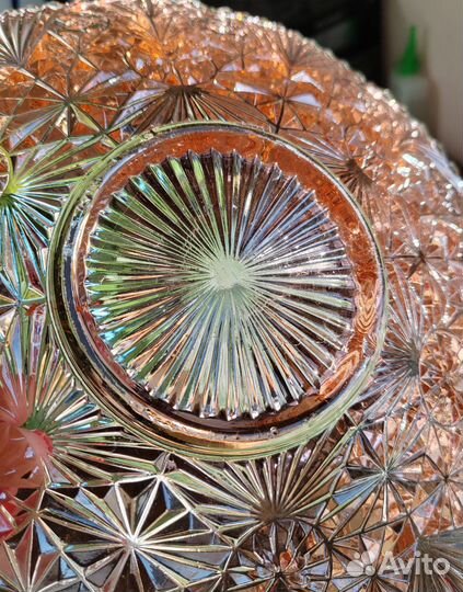 Блюдо цветное розалиновое стекло