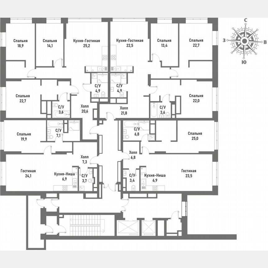 3-к. квартира, 106,7 м², 19/20 эт.