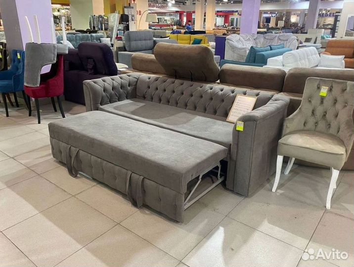 Диван Честер Велюр с механизмом дельфин