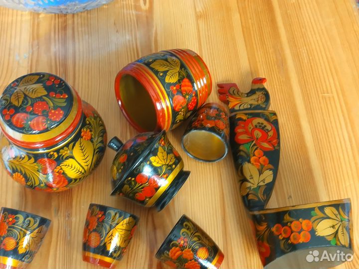 Набор посуды деревянная хохлома