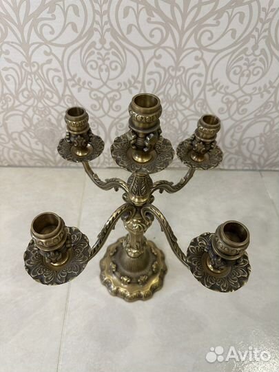 Канделябр на 5 свечей латунь винтаж