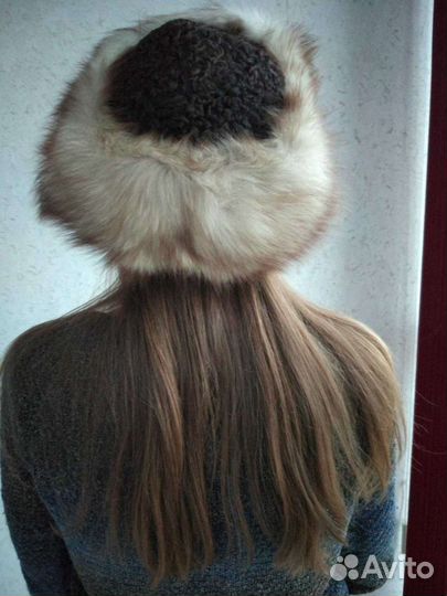 Шапка, натуральный мех песец. 58 р-р