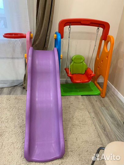 Детская горка с качелями