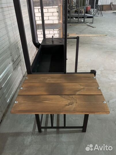 Мангал с крышей и печью под казан