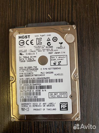 Жесткий диск hdd 2.5 на 750gb