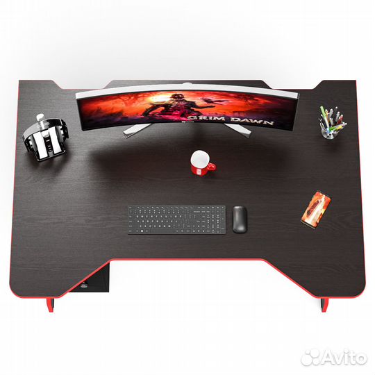Игровой компьютерный стол Краб-5 цвет венге/кромка красная, шхгхв 140х90х75 см