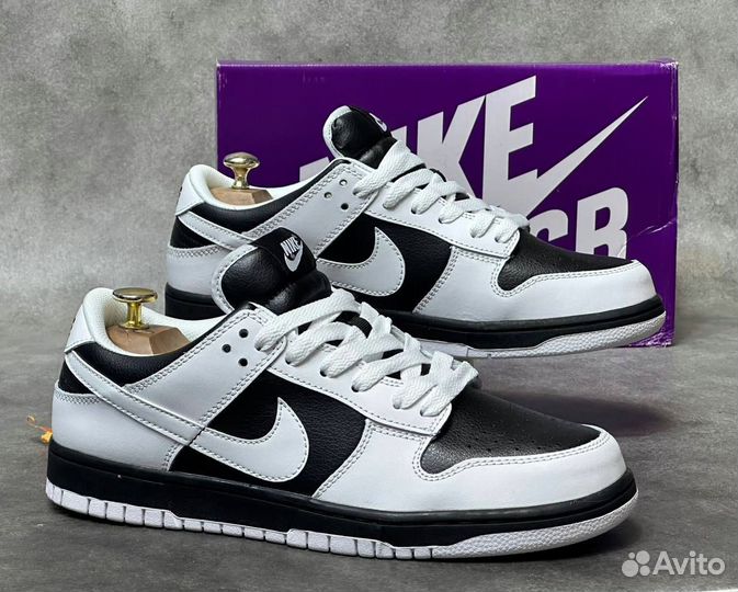 Кроссовки Nike SB Dunk low 1 бело-черные размер 43
