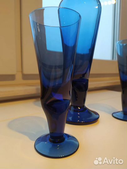 Штоф и рюмки Голубое стекло СССР