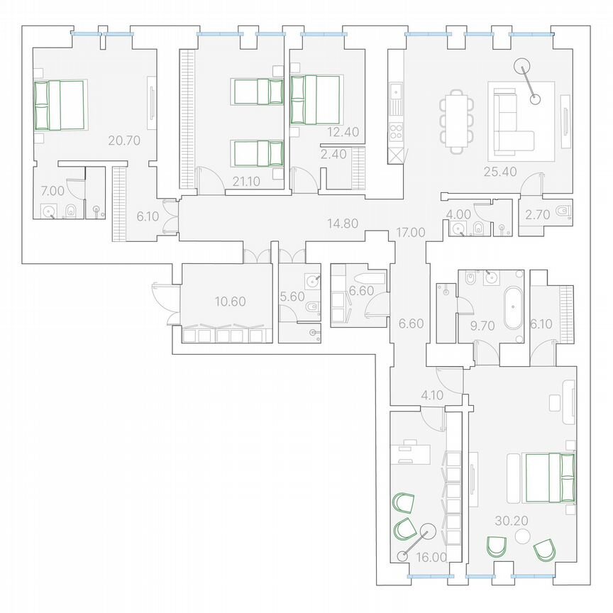 4-к. квартира, 229,1 м², 4/7 эт.