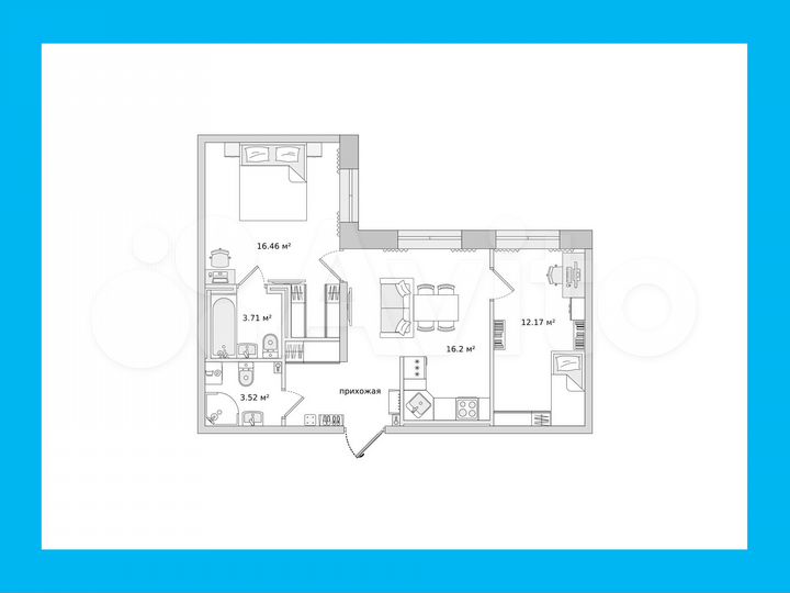 2-к. квартира, 58,2 м², 1/20 эт.