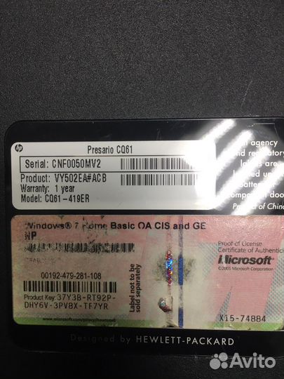 Hp compaq Presario cq61 в разборе